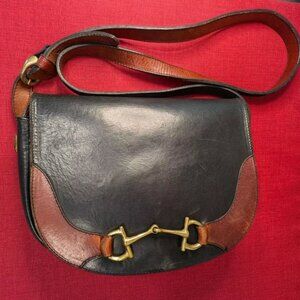 Black Genuine Leather Equestrian Shoulder Bag, made in Argentina